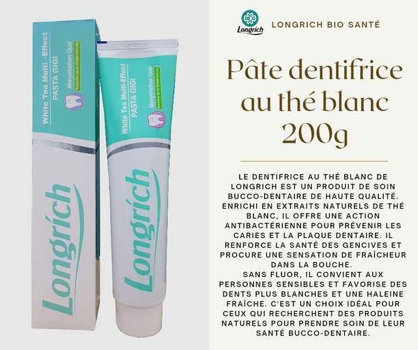 PÂTE DENTIFRICE LONGRICH AU THÉ BLANC 200G