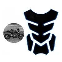 Motorcycle 3D Fuel Tank Pad Decals, Sticker Black Dotted with Blue Outline