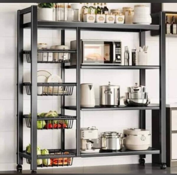 Kitchen/office shelves 4 tires -Black