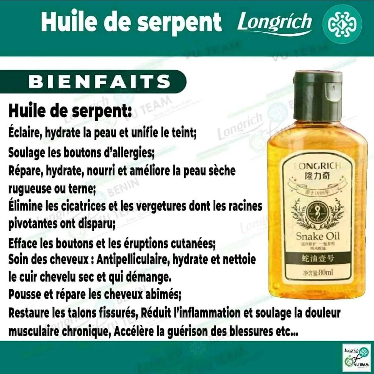 Huile de Serpent Longrich 120ml