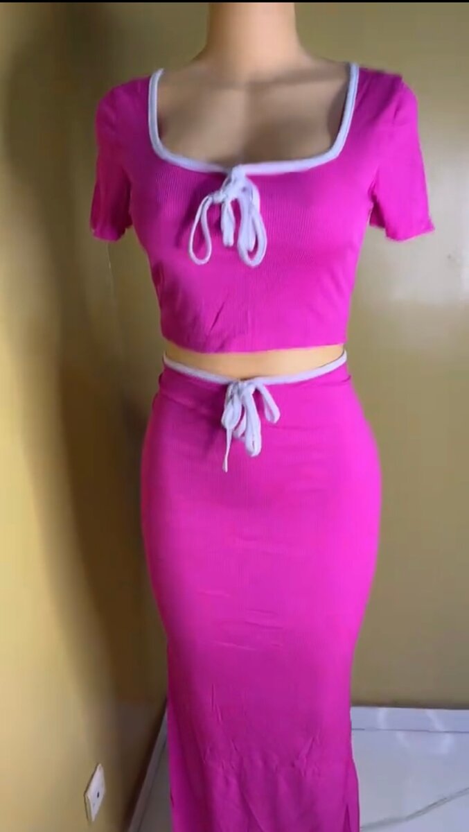 Robe deux pièces rose élégante