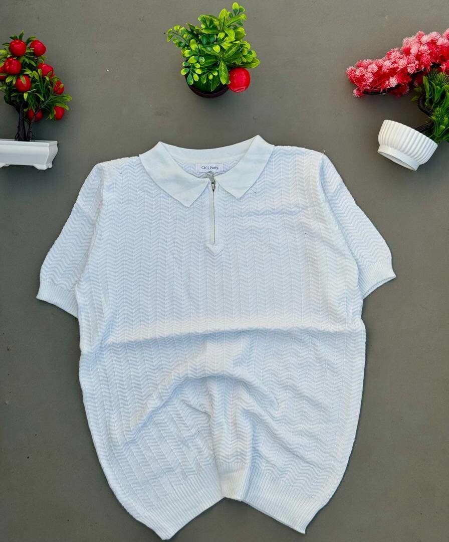 Pull tricoté à col polo