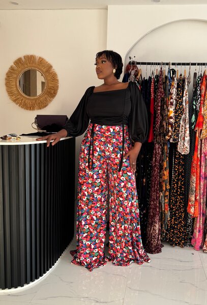 Pantalon large à motifs colorés