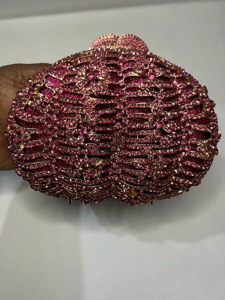 Fuchsia Pink Oval Clutch Purse