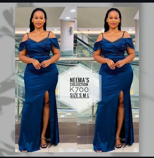 Beautiful long women's dress     blue color