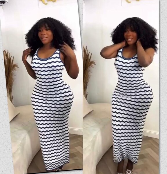 Robe longue à motifs rayés