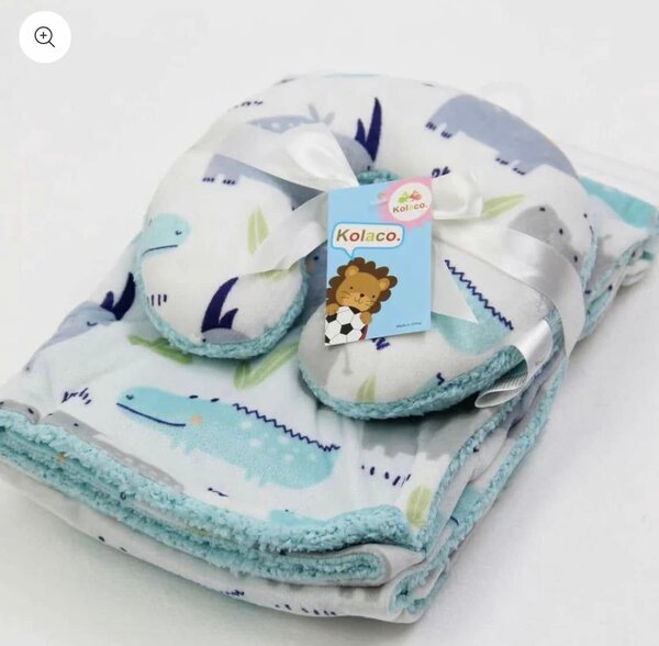Cozy Polyester Fleece Neck Pillow and Plush Velvet Baby Blanket
