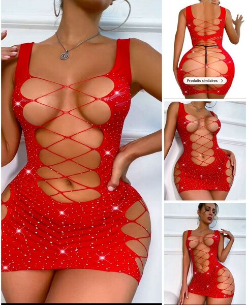 Robe Sexy Rouges à Paillettes