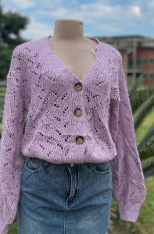 Short knitted sweater with buttons size: M