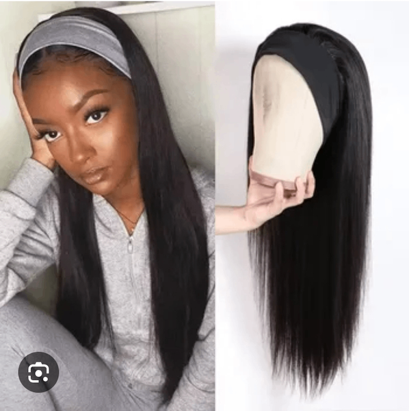 Sleek Black Headband Wig