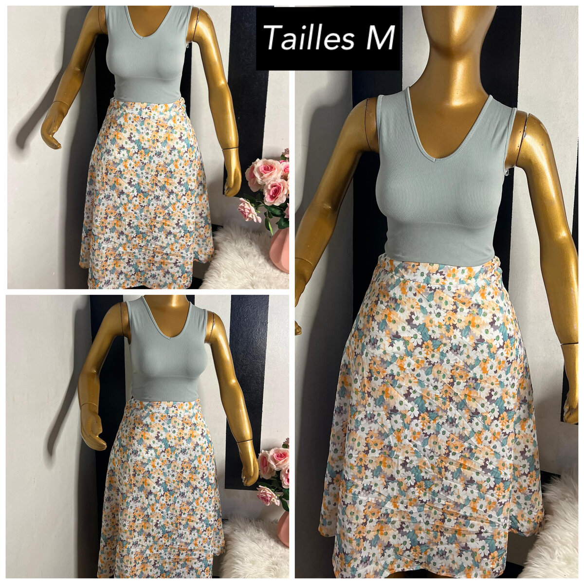 Jupe asymétrique fleurie