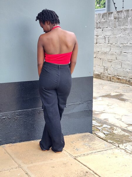 Draped open back blouse