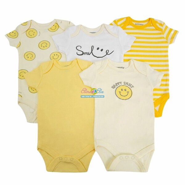 Lot de 5 bodies bébé sourire