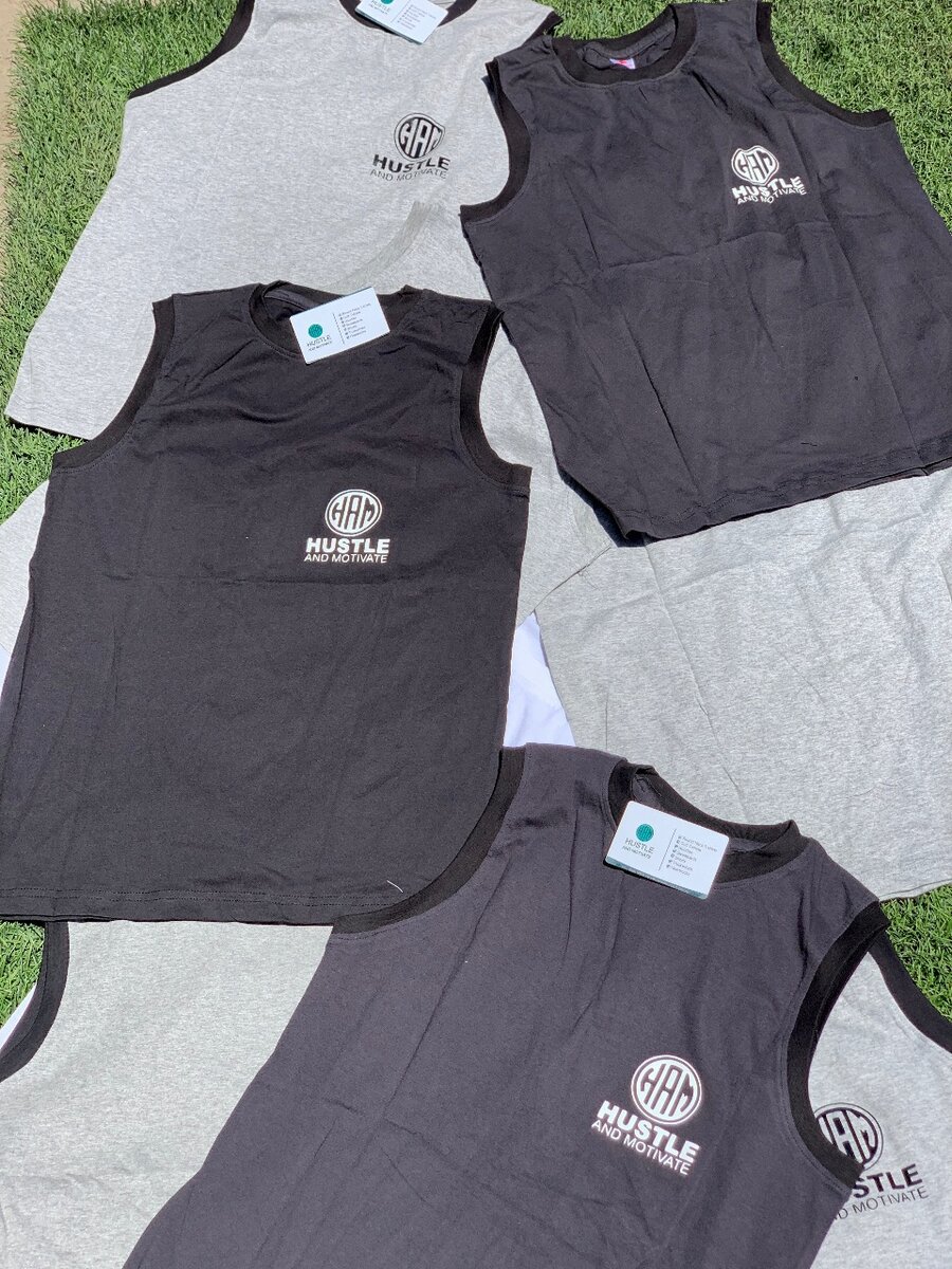 Hustle and motivate vests k100