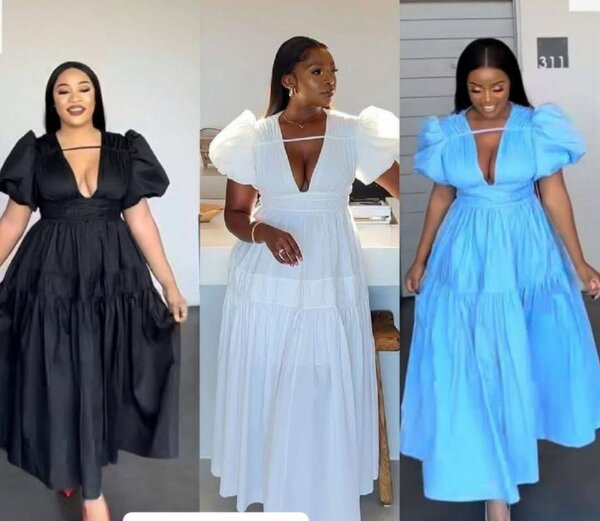 Robe maxi élégante à manches bouffantes