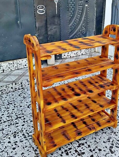 Étagère en bois brûlé à 5 niveaux