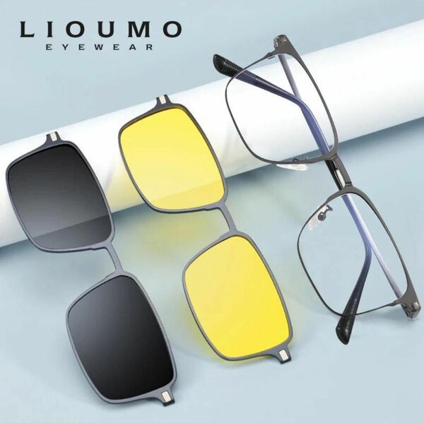 LIOUMO New Style 3 In 1 Magnet Clip On Sunglasses