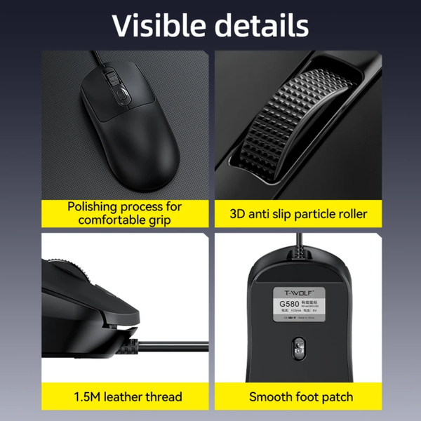 Souris Filaire T-Wolf Antidérapante