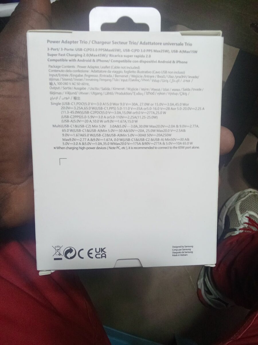 Chargeur Samsung 65W PD Trio