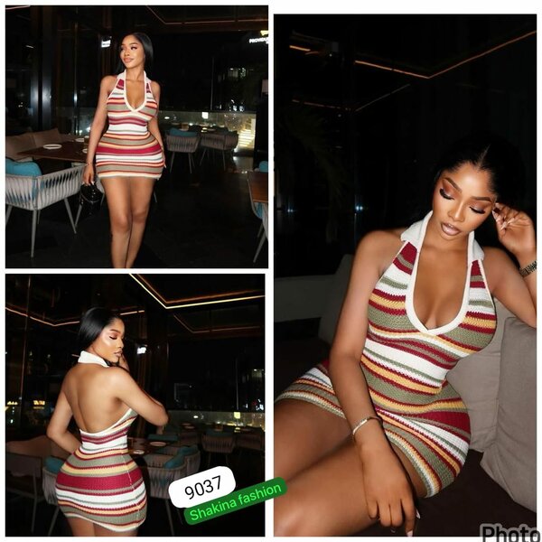 Robe rayée élégante soirée