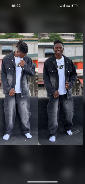 Veste en jean noir délavé