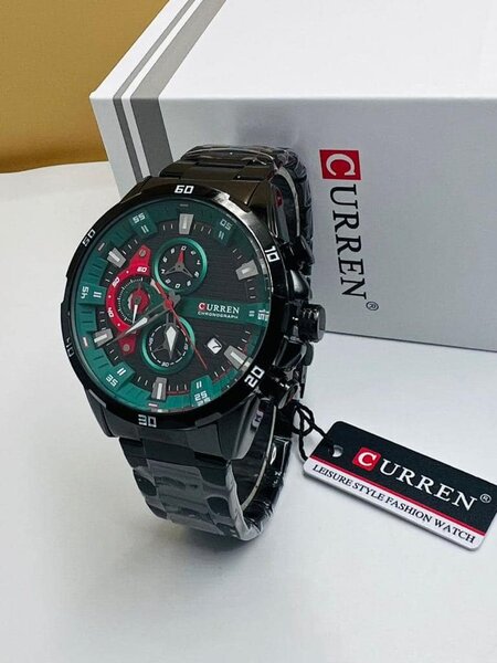 Montre bracelet Curren pour homme en acier inoxydable, étanche, quartz, grand cadran, sport décontracté, avec date automatique et affichage lumineux