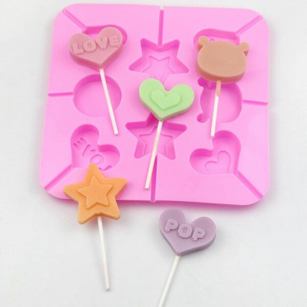 Moules sucettes en silicone colorés