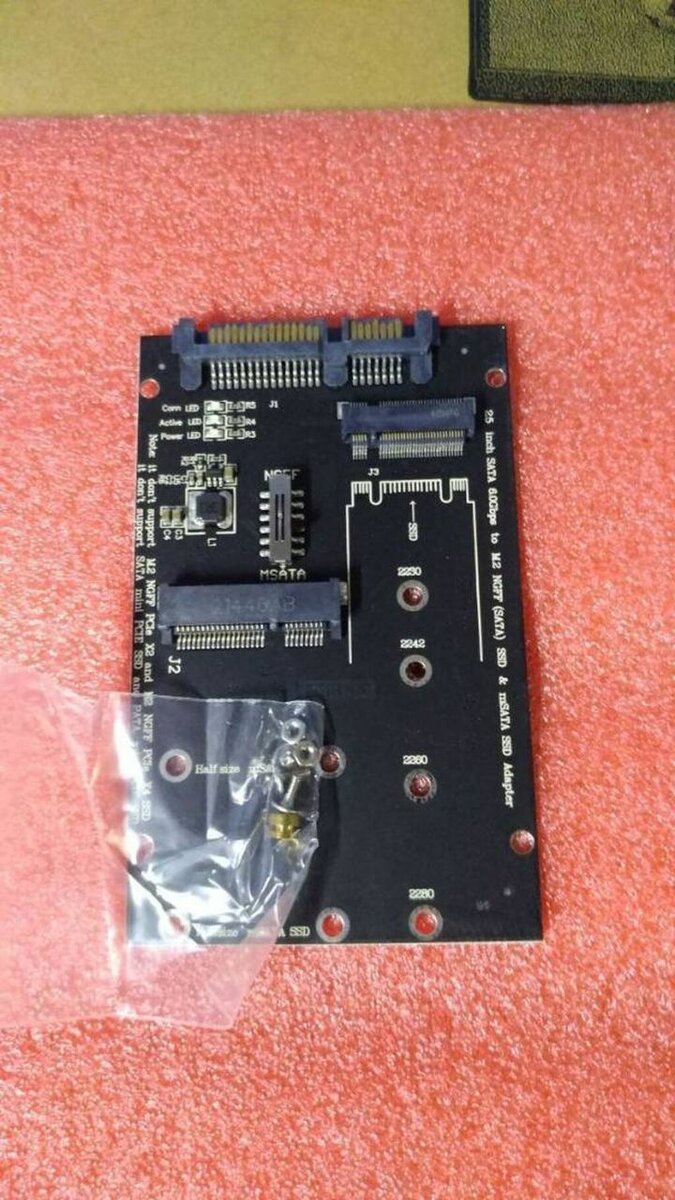 Адаптер M.2 MSATA 30/42/60/80 мм НА SATA