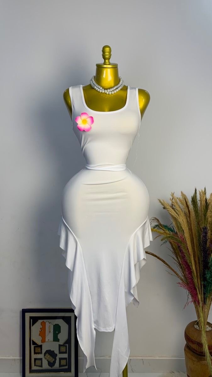 Ensemble de Jupe Asymétrique Blanc