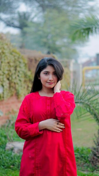 2 Piece Vibrant Red Cotton Suit with Embroidered