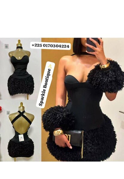 Robe noire avec 2 garniers à manche