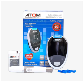 Atom Blood Glucose Sugar Test Meter Kit Glucometer Diabates with free accessories
