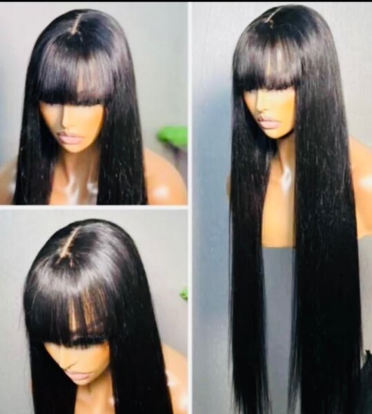 Closure fringe human hair blend wig 480