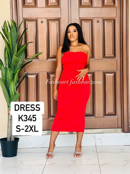 Women's red dress with bare shoulders Sizes: S, M,L,XL,2XL