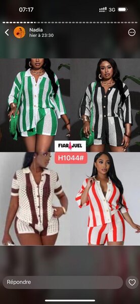 Ensemble rayé décontracté femme