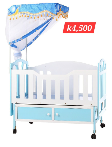 blue four-poster bed