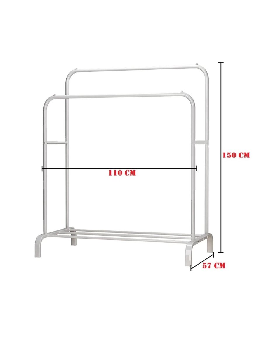 Portable Clothes Hanging Rack, Bottom Shelves