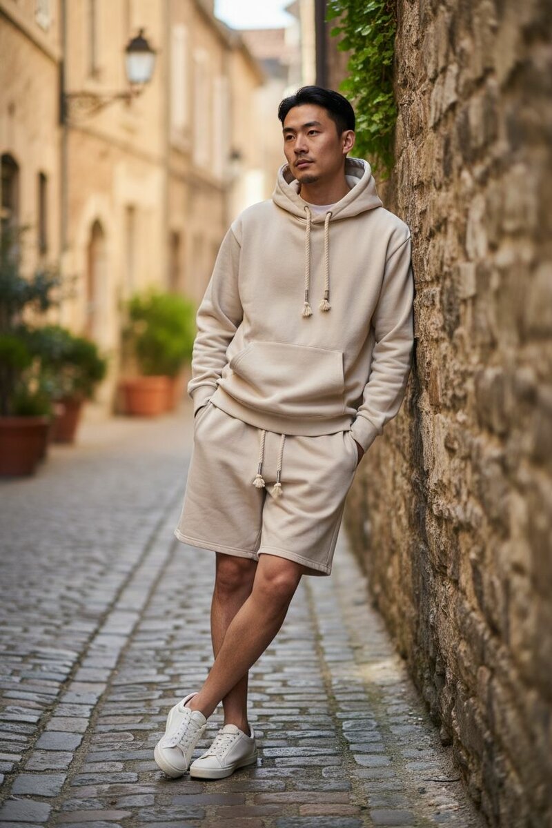 Ensemble hoodie et short unisexe