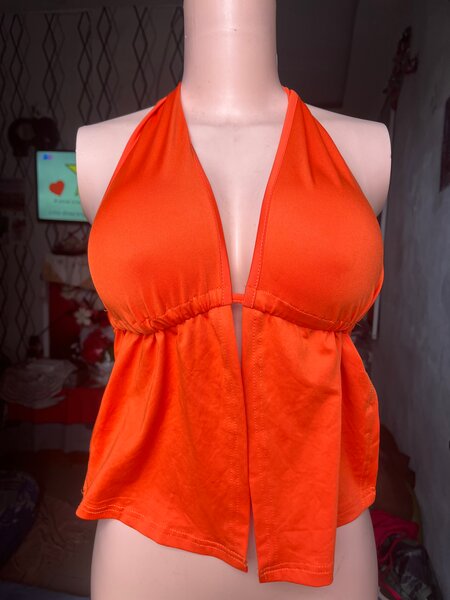 Top bikini orange vif femme