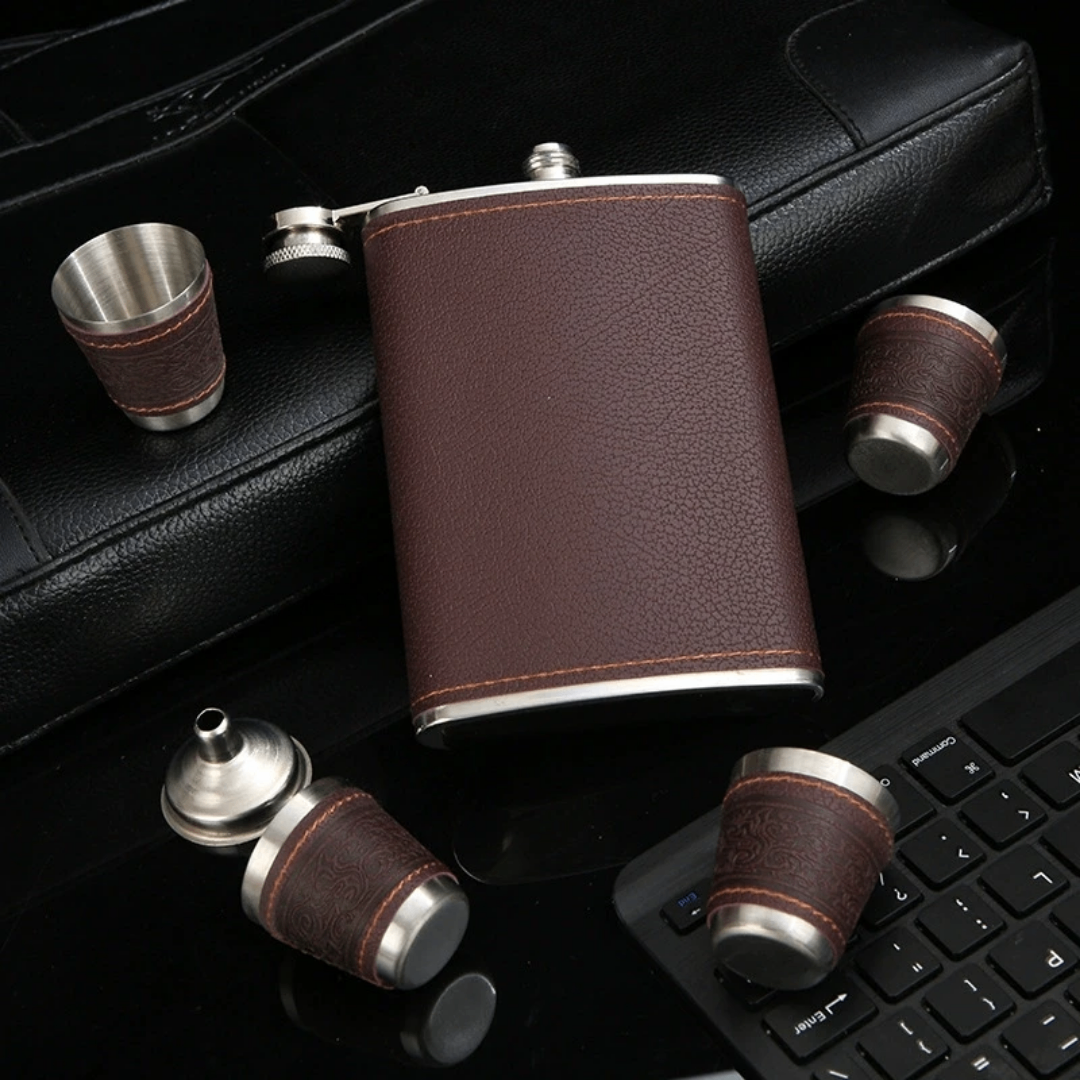 Flasque cuir élégante 9oz