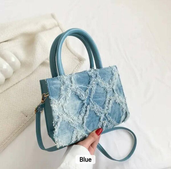 Sac à main en denim bleu