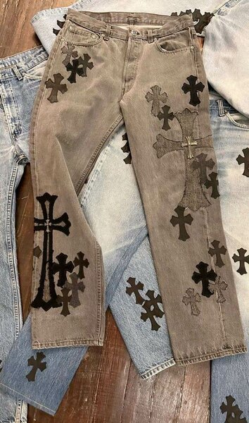 Jeans en denim patch croix