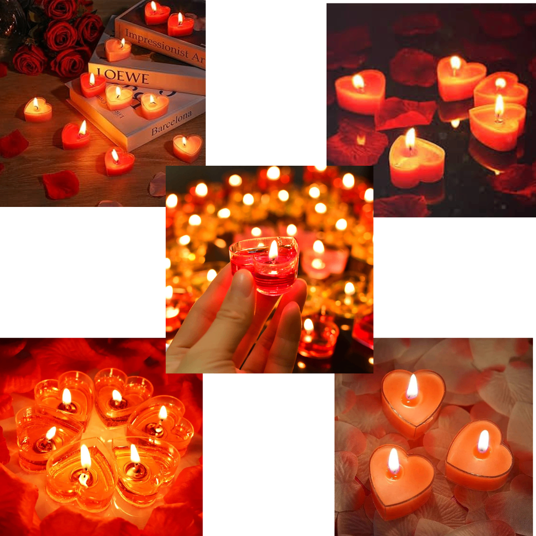 Pétales de roses et bougies