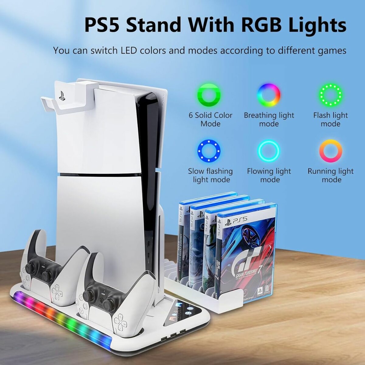 Station de charge Ps5+refroidisseur avec lumière led