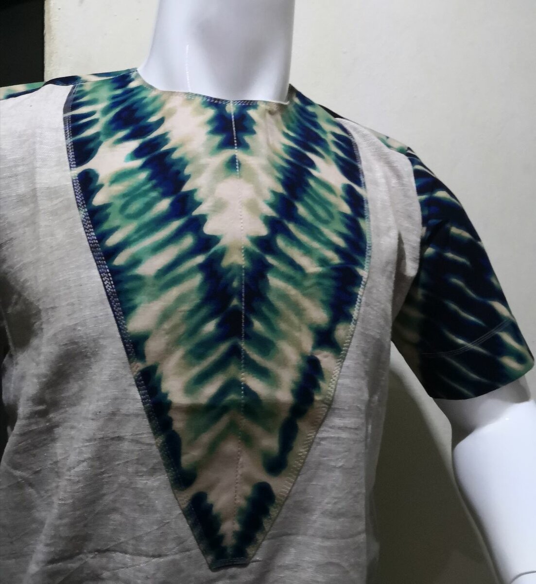 Wax print shirt with Linen