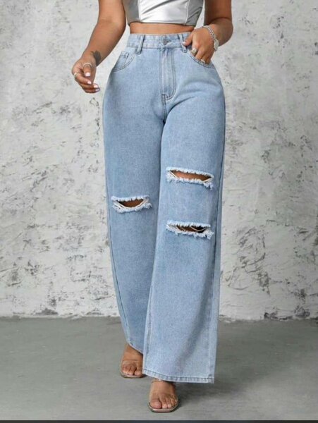 Jeans déchirés femme taille haute