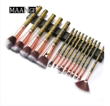 MAANGE 15pcs Professional Makeup Brushes Set Kit Foundation Blush Lip Eyeliner Eye Shadow Face Powder Brush Set For Cosmetic