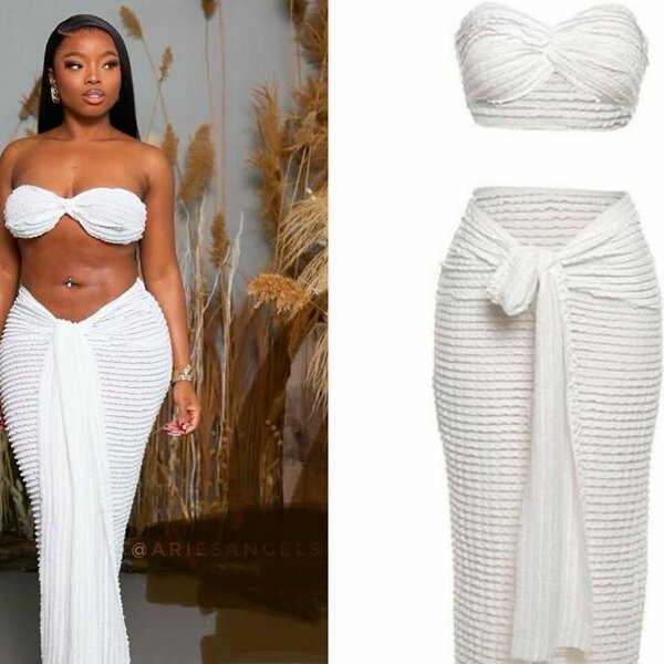 Ensemble bikini blanc texturé