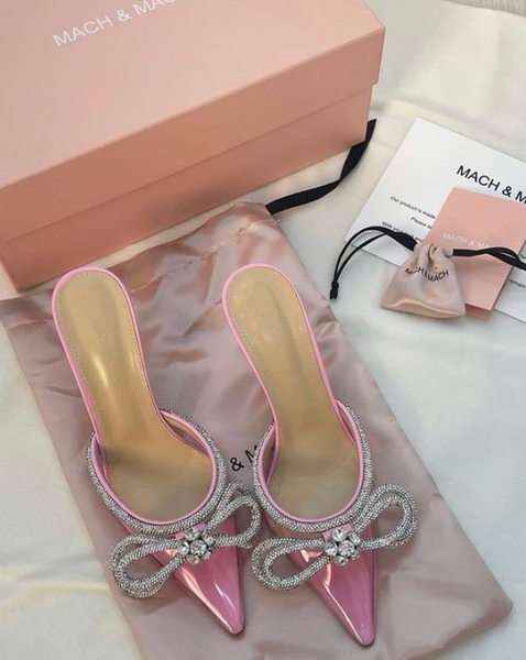 pink shoes with a bow tie