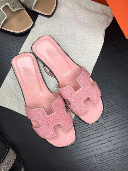 Sandales roses pailletées femme